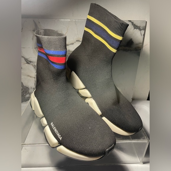Balenciaga women’s speed 2.OLT stripe sock Snearkers sz 9 - Picture 5 of 16